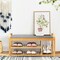 Costway Shoe Rack Entryway 3-Tier Bamboo Shoe Bench Organizer W/Cushion Modern Stool